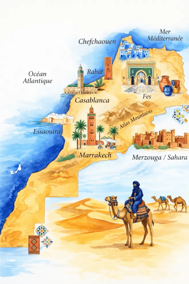 Tourist transport Morocco map